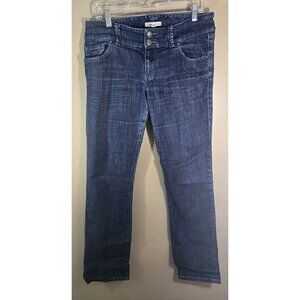 Cabi Dark Wash Straight Leg Double Button Blue Jeans, Size 10